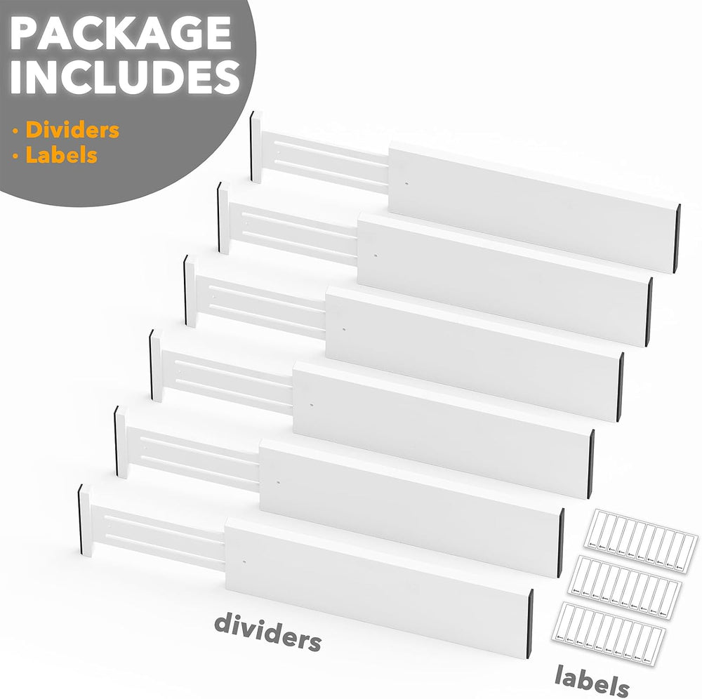 SpaceAid Bamboo Dresser Drawer Dividers 6 Pack, 4.65“ High Adjustable 17“-22”...