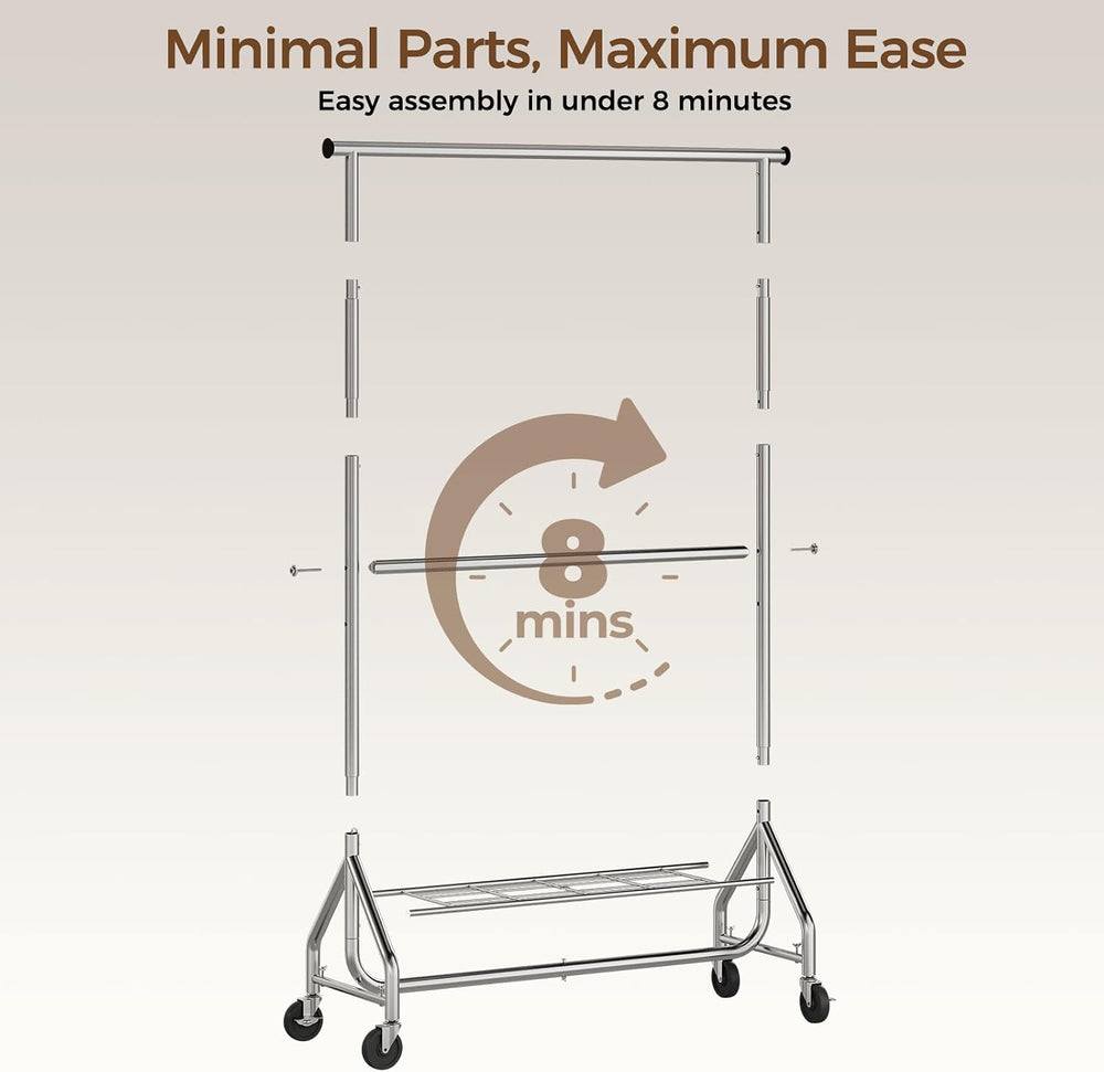 HYSEYY Heavy Duty Clothes Rack, Double Rod Clothing Rack for Hanging Clothes,...