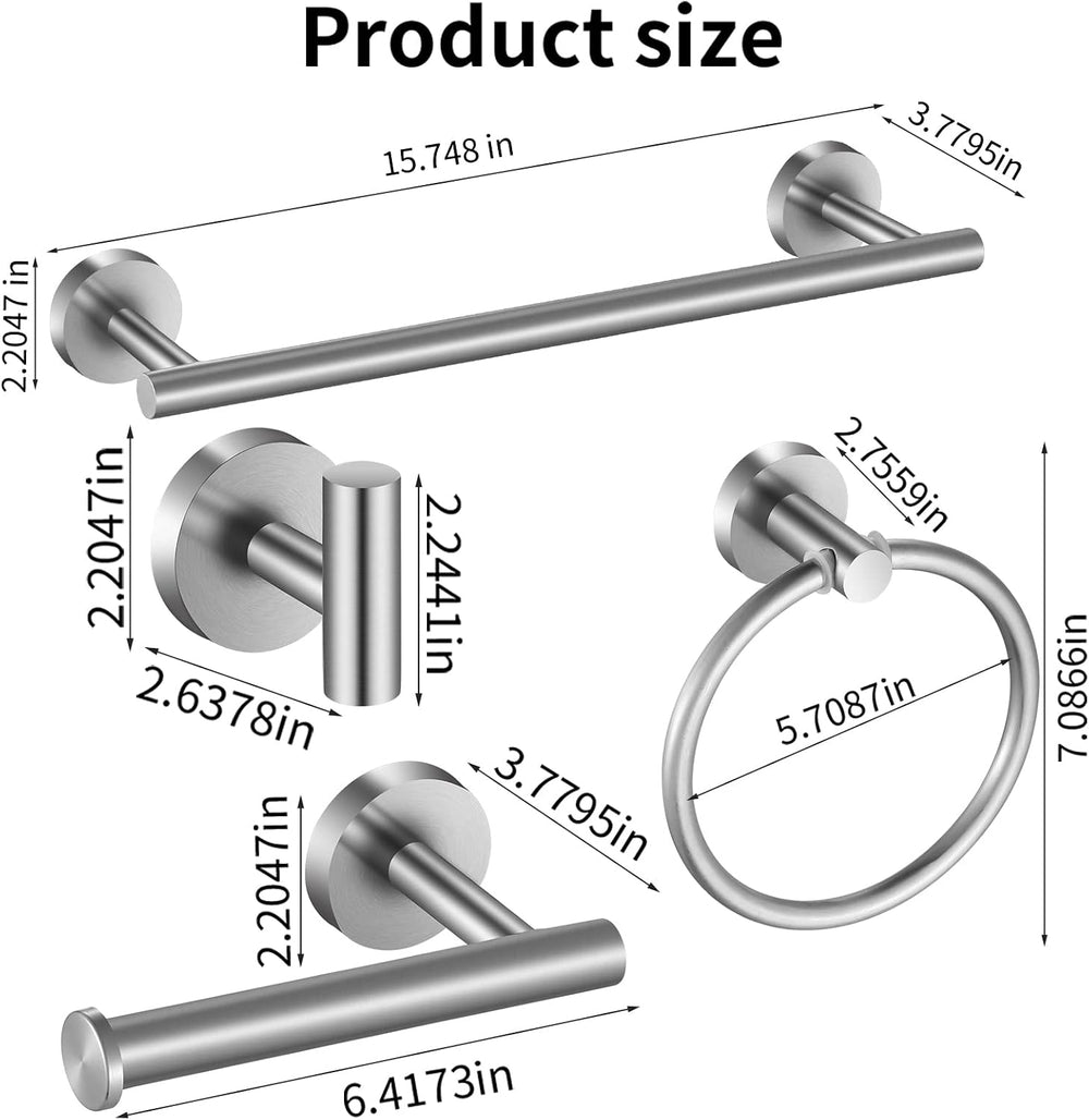 Bathroom Hardware Set 10 Pieces, Stainless Steel Towel Bar Set Includes 16 in...