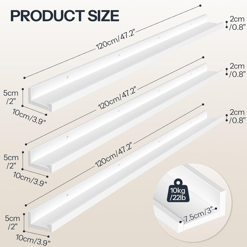 HOOBRO Floating Shelves, Wall Shelf Set of 3, 47.2 Inches Hanging Shelf