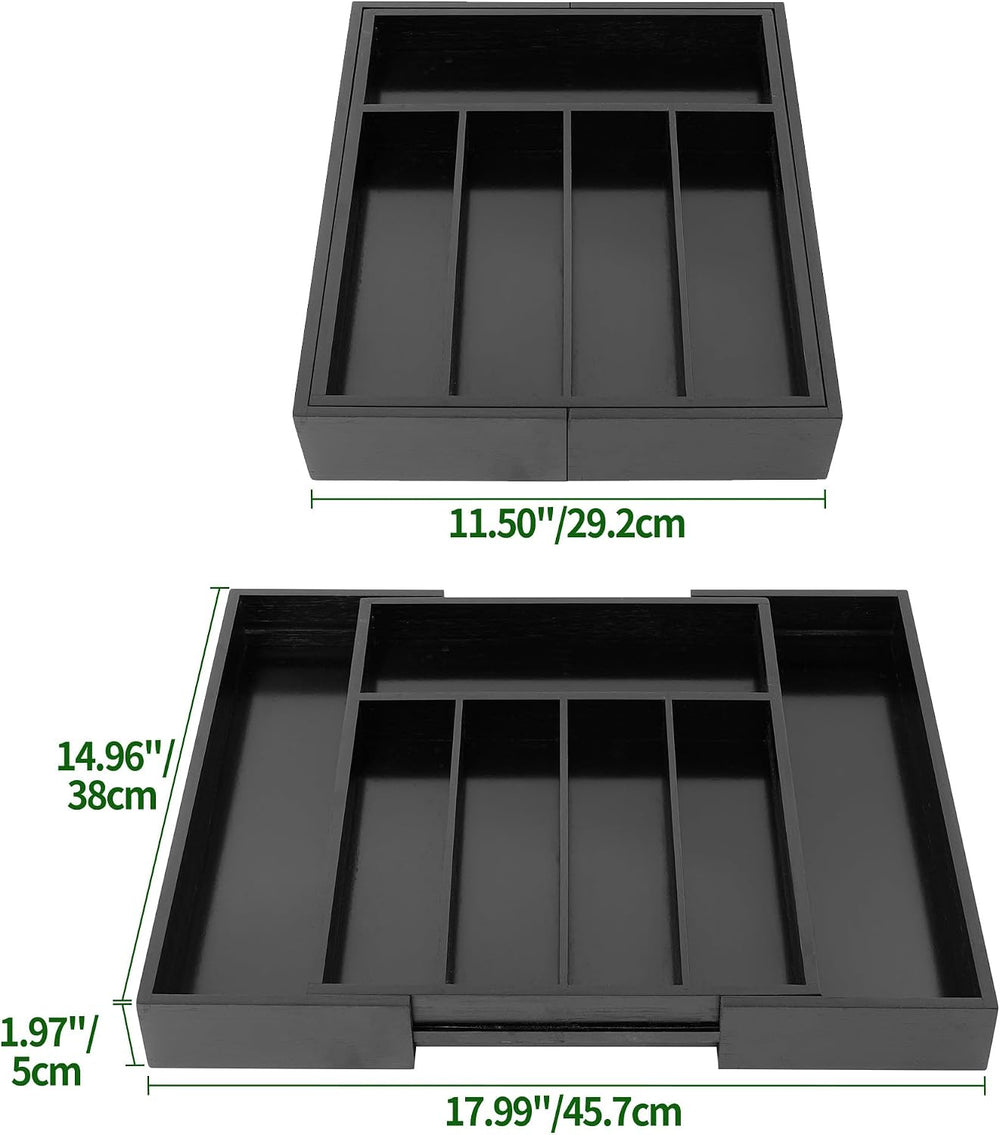 VaeFae Bamboo Drawer Organizer, Medium, Black