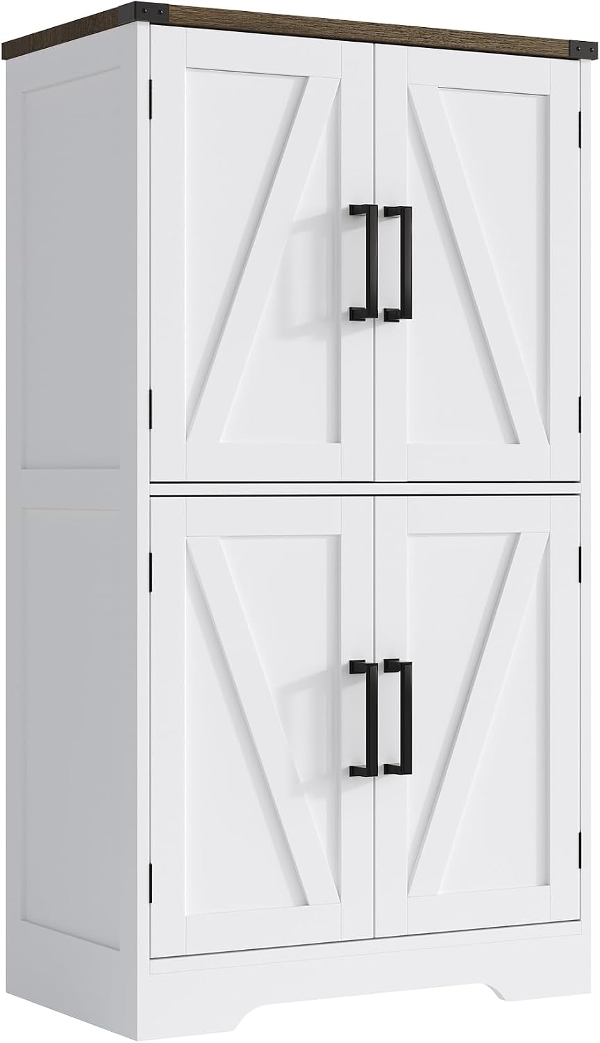 Treocho Farmhouse Bathroom Floor Cabinet with Adjustable Shelves