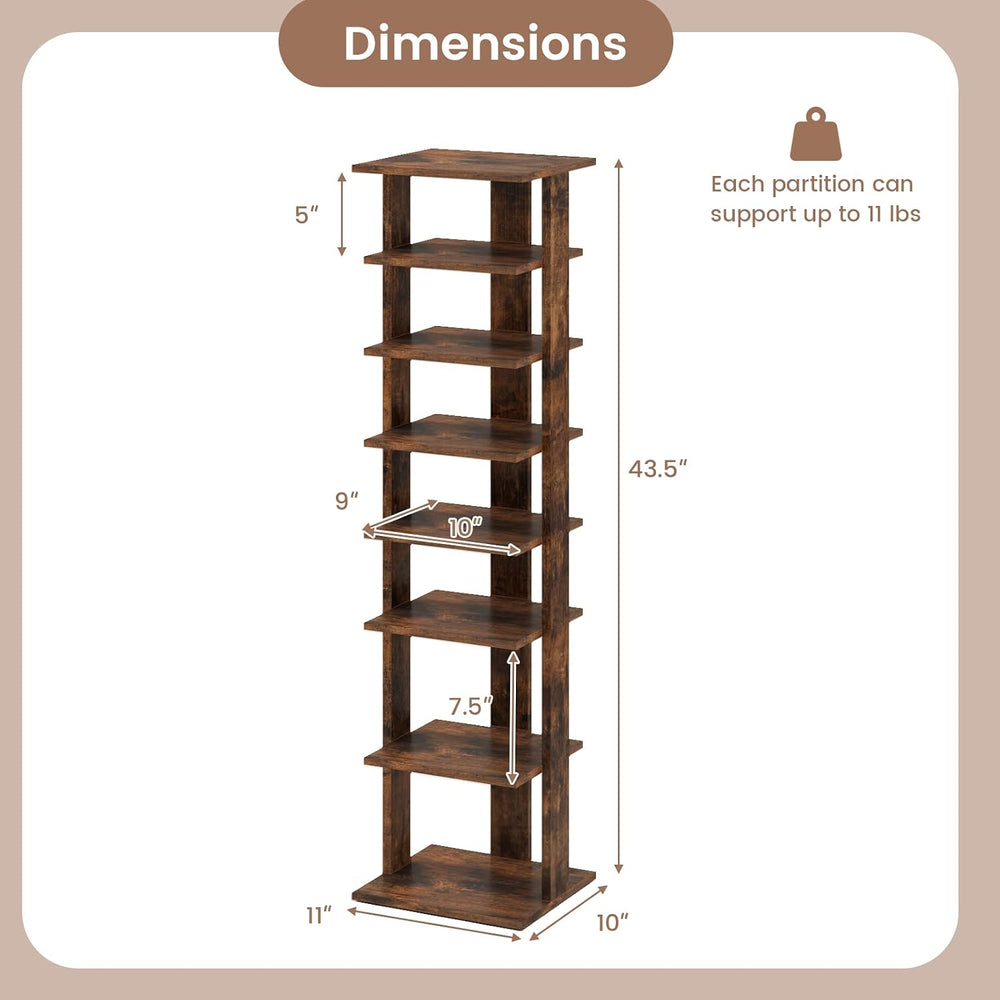 Tangkula 8-Tier Vertical Shoe Rack, Space-Saving Corner Shoe Organizer for 7 ...