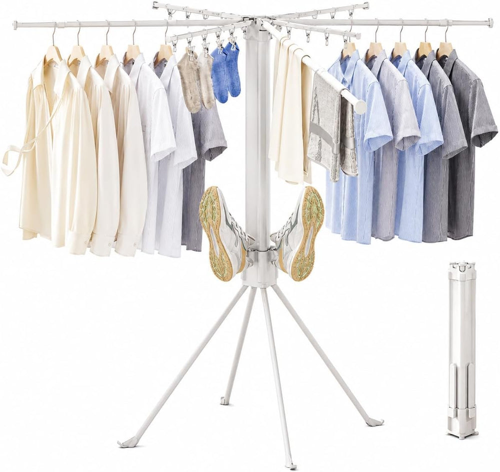 Foldable 4-Legged Clothes Drying Rack, Extra Stable Heavy Duty Laundry Drying...