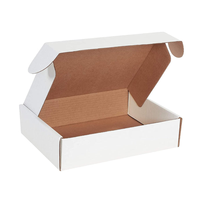 Box USA 12" Deluxe Shipping Boxes 12.125"L x 9.25"W x 3"H, 50-Pack - White Box Mailers for Packaging, Storage, Gifts or Bulk Business Orders