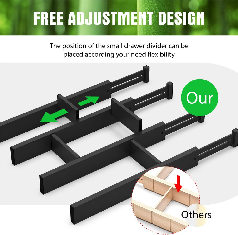 ANTOWIN 6Pcs Expandable Bamboo Drawer Dividers, Fits 17.6-21.6" Drawers