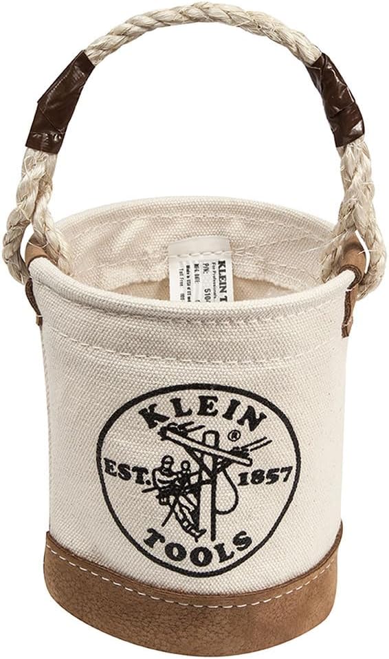 Klein Tools 5104MINI Mini Tool Bucket, All-Purpose Tool Bucket with Leather-B...