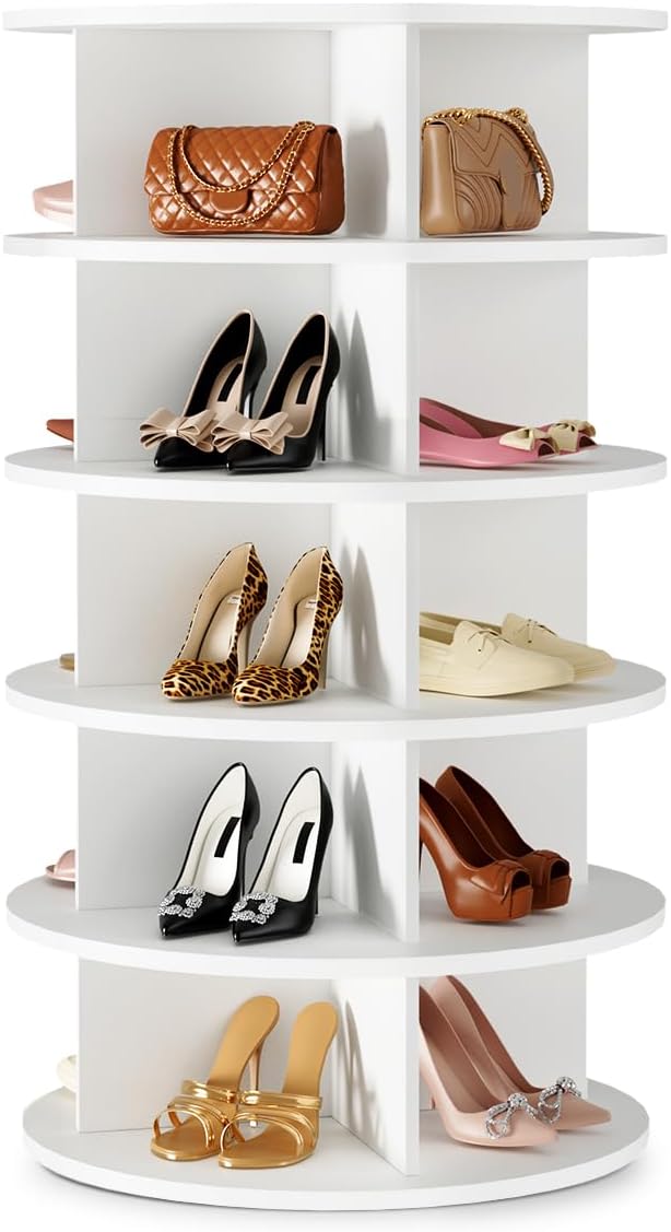 Rotating Shoe Rack 5 Tier Spinning Shoes Organizer Tower for 20-24 Pairs Lazy...