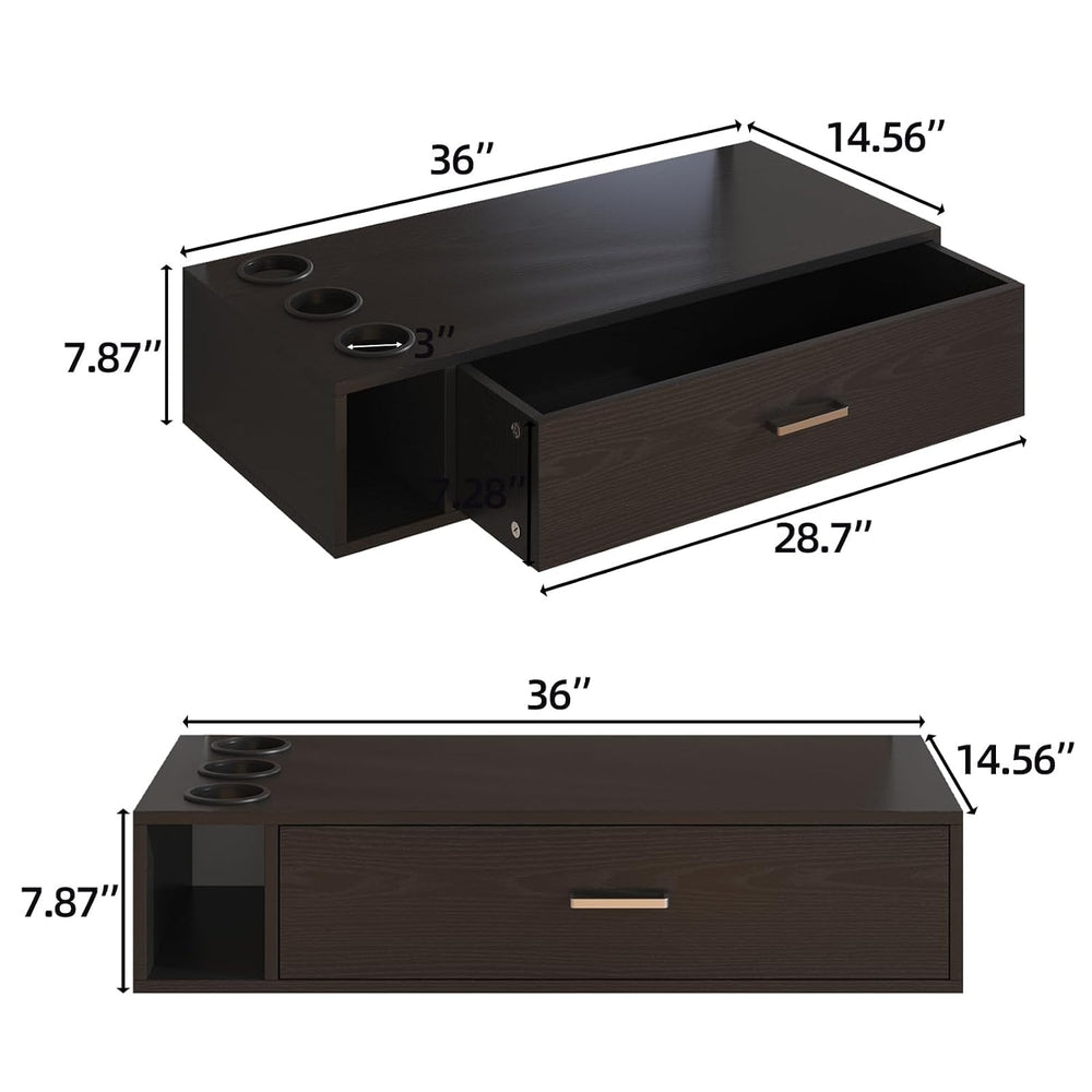 4ever2buy Wall Mount Salon Station, Black Barber Station Organizer with Drawe...