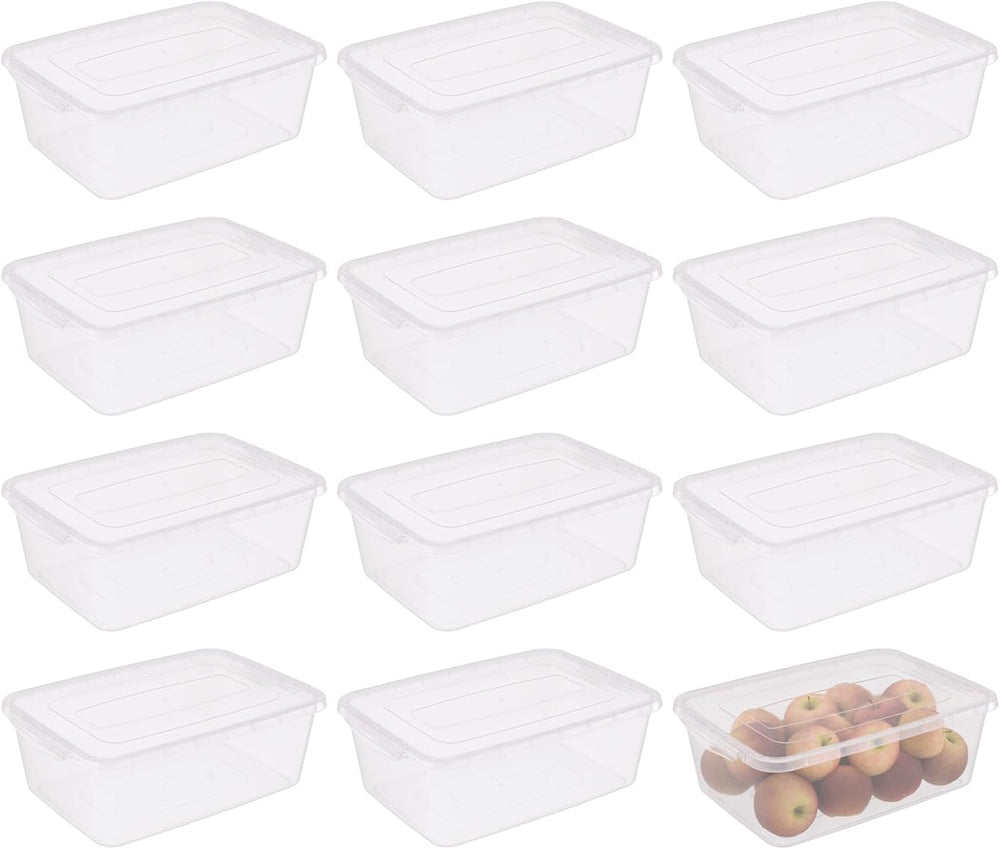 12 Packs Clear Storage Latching Boxes, 16 Quart Plastic Storage Latching Bin ...