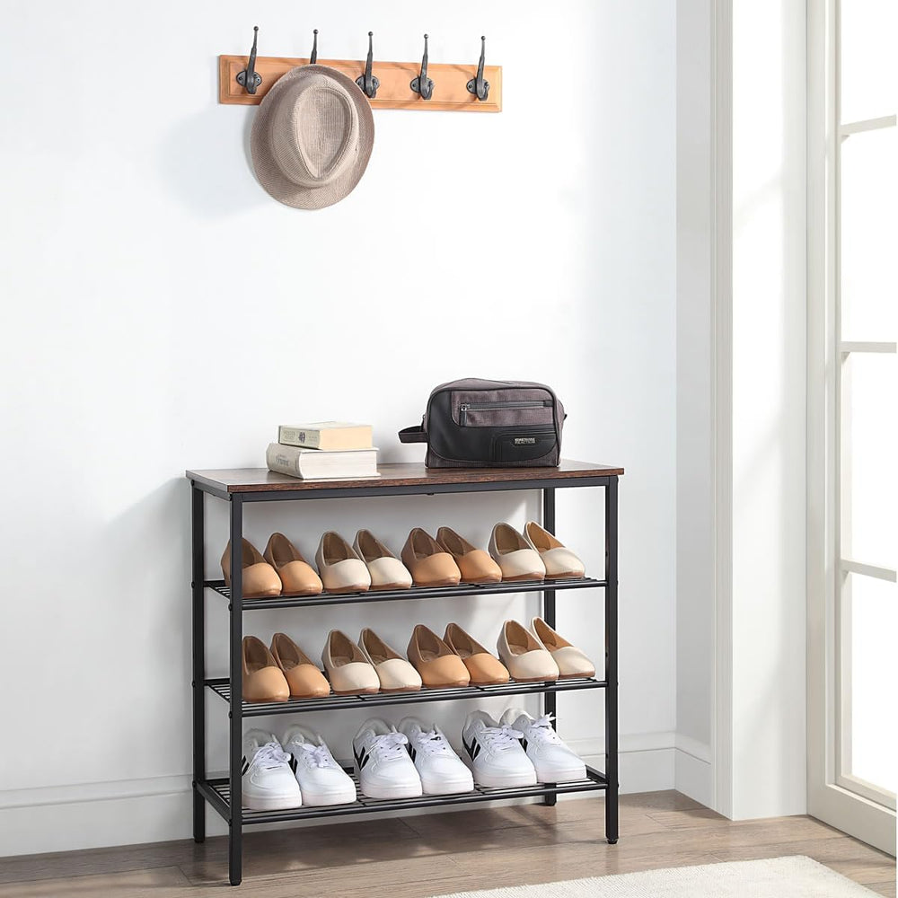 4-Tier Shoe Rack Organizer, Metal Mesh Shoe Storage Shelf, for Entryway, Hall...