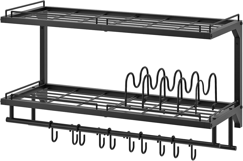 Pot Rack, Wall Mounted Pan Holder, 2-Tier Pot and Pan Organizer, Heavy Duty P...