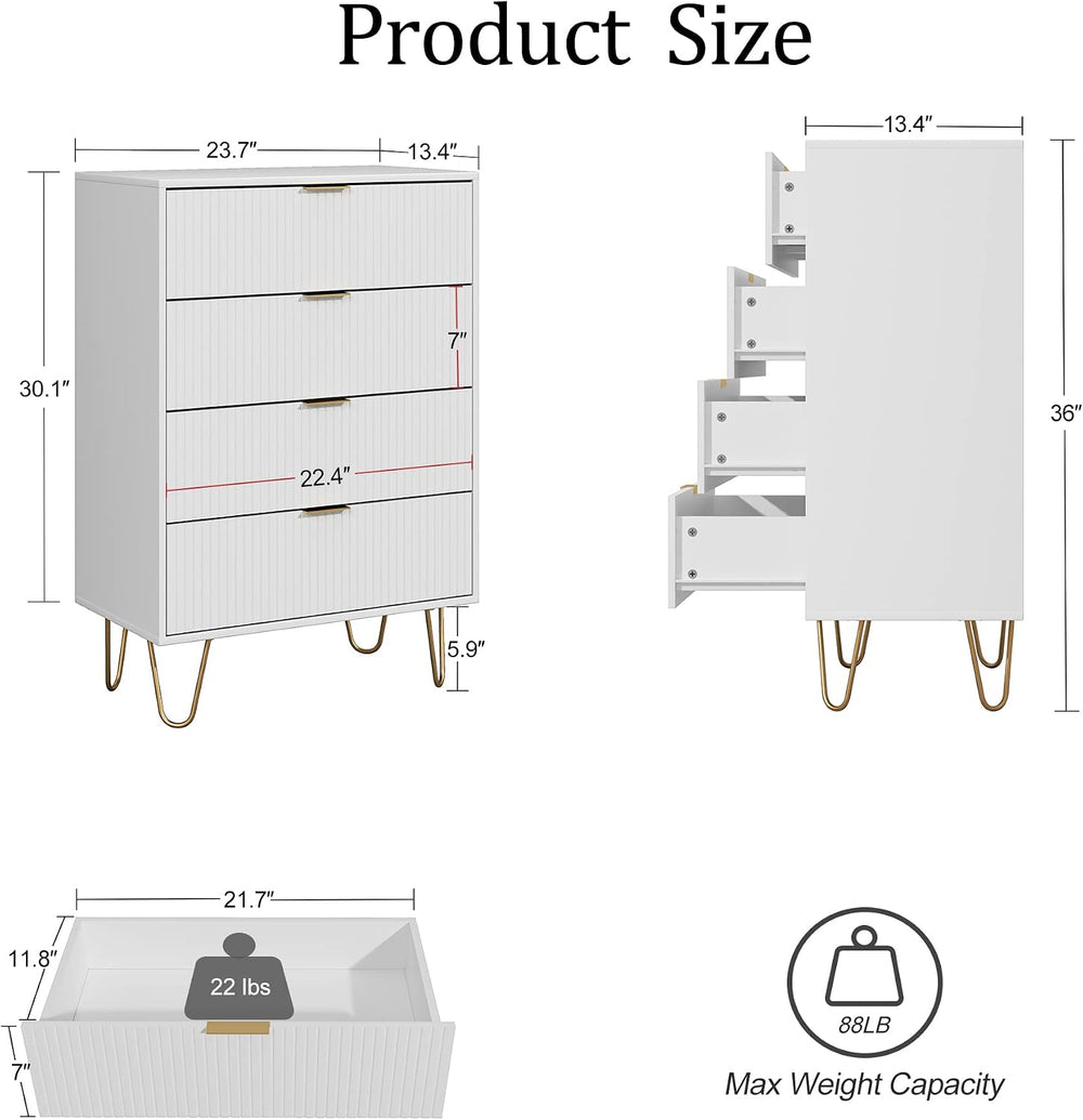 Masupu 4 Drawer Dresser, Drawer Chest, Tall Storage Chest Cabinet Organizer U...