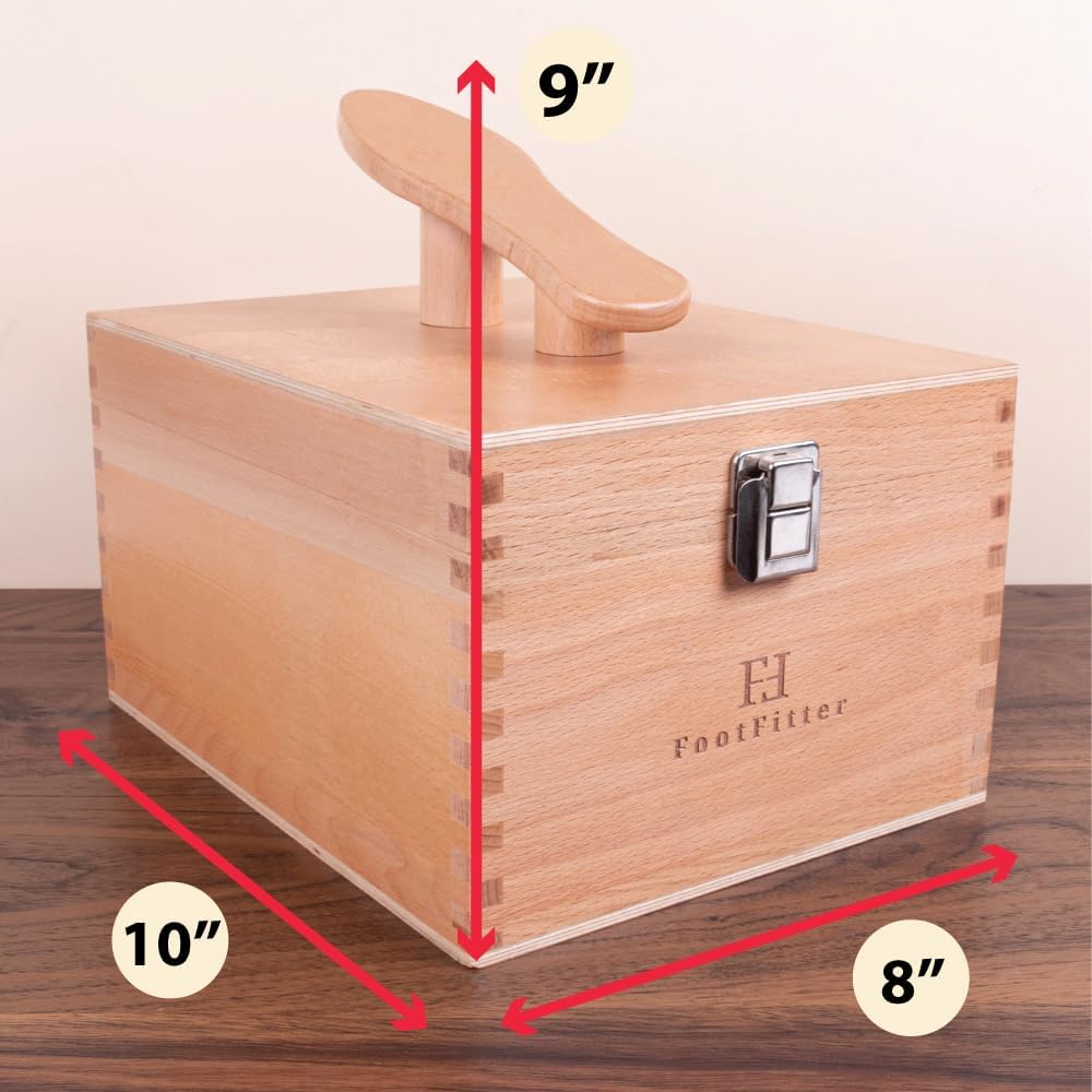 FootFitter Beech Wood Valet Box, Premium Shoe Shine Storage Organizer