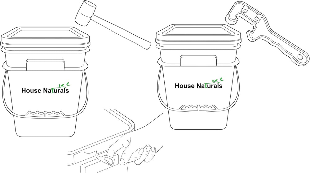 House Naturals 4 Gallon Square Food Grade Bucket Pail with Lid (Pack of 4) Ma...