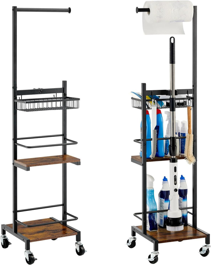 Cleaning Supplies Organizer, Narrow Cleaning Cart for Steam Mop