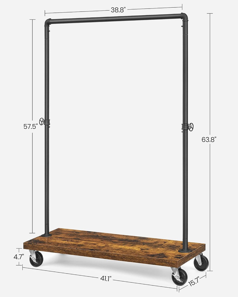 VASAGLE Clothes Rack, Heavy-Duty Rolling Garment Rack with Shelf