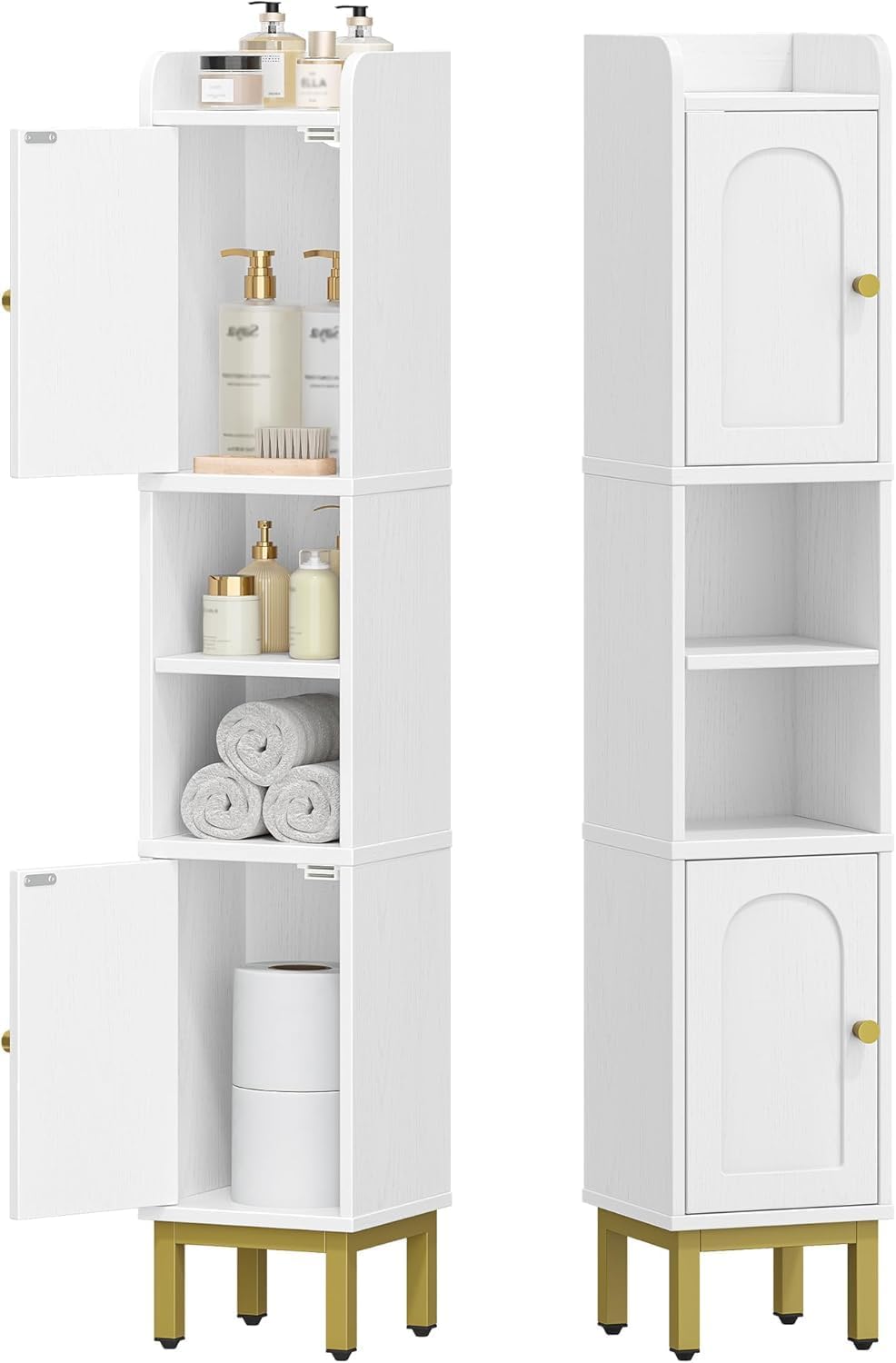 Hzuaneri Slim Bathroom Storage Cabinet, Narrow Bathroom Organizers,2 Doors