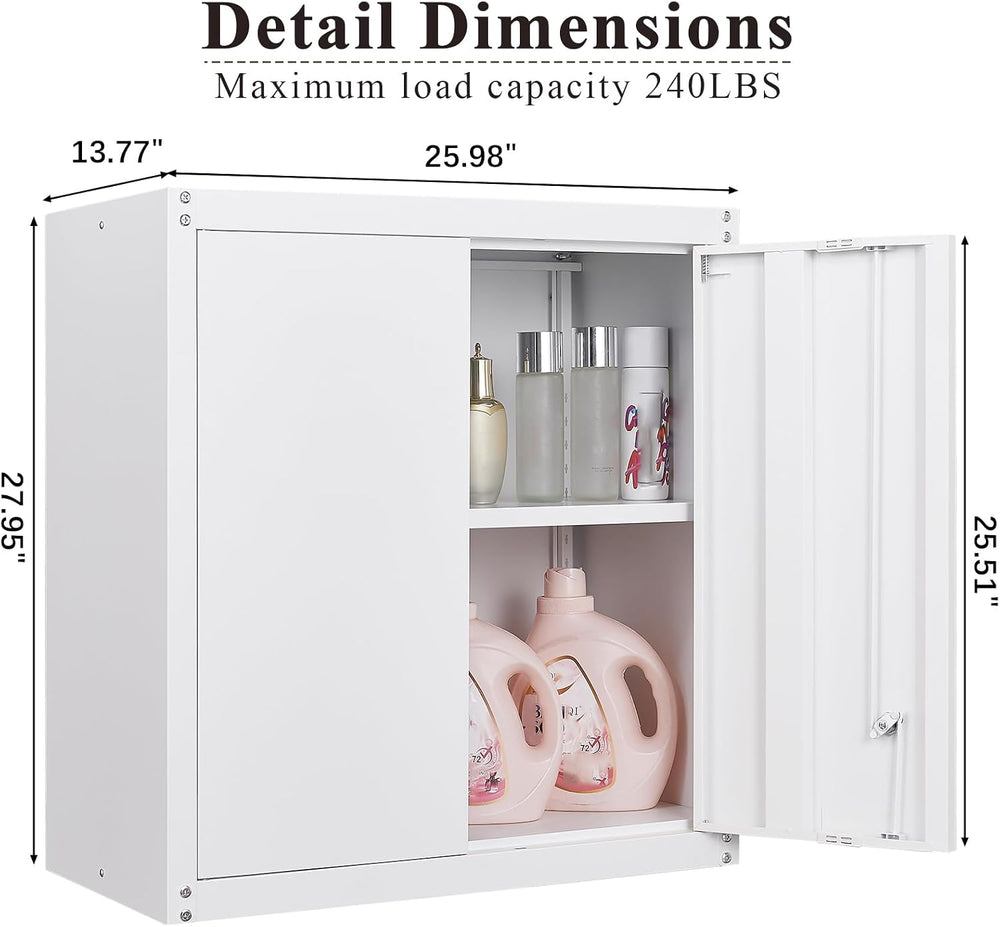 Metal Wall Cabinets, Kitchen Wall Hanging Cabinet, Locking Steel Storage Cabi...