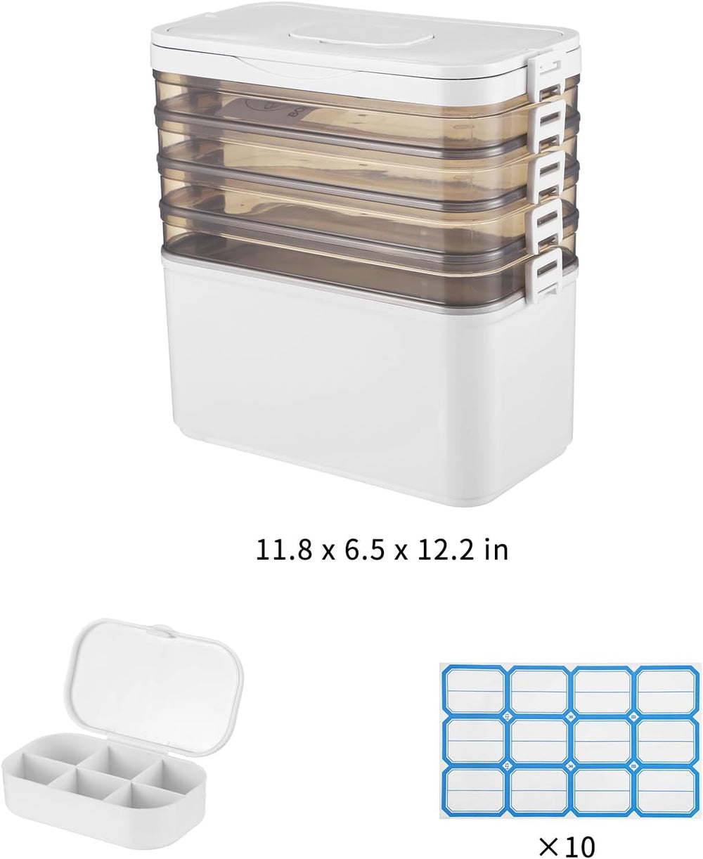 5-Tier Medicine Storage Box with Labels, 12 X 6 X 12 in Medicine Cabinet Orga...