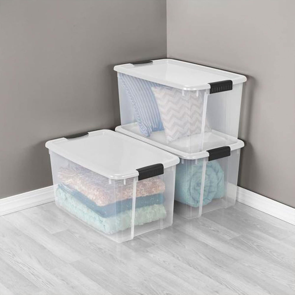 Sterilite Ultra Latch Box, 70 Quart, 4-Pack Bundled with 30 Quart, 6-Pack