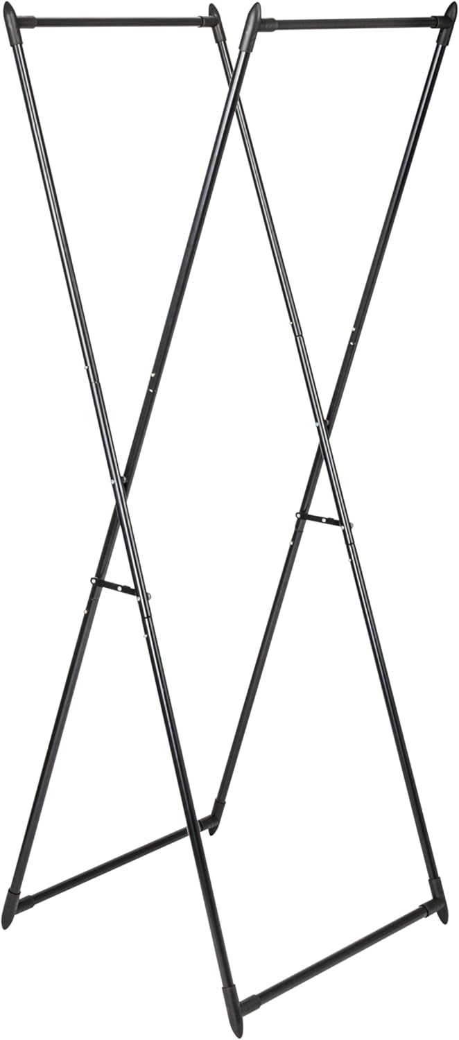 Household Essentials Valet Folding Clothes Rack, Strong Metal X-Frame, Chic D...