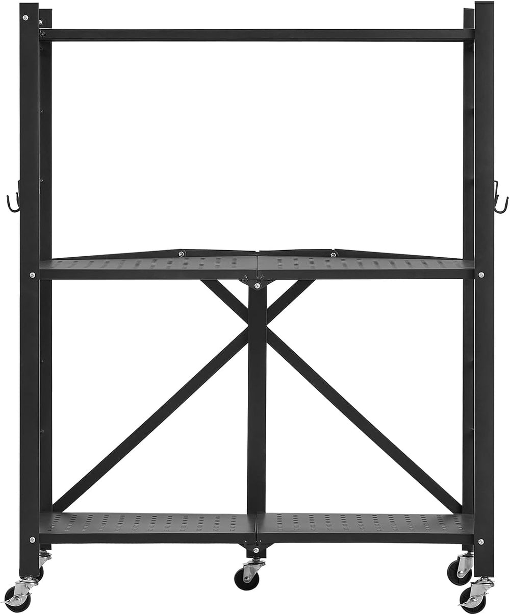 VEVOR 3-Tier Foldable Storage Shelf, 28W x 13D x 36H Inch Folding Metal Rack ...