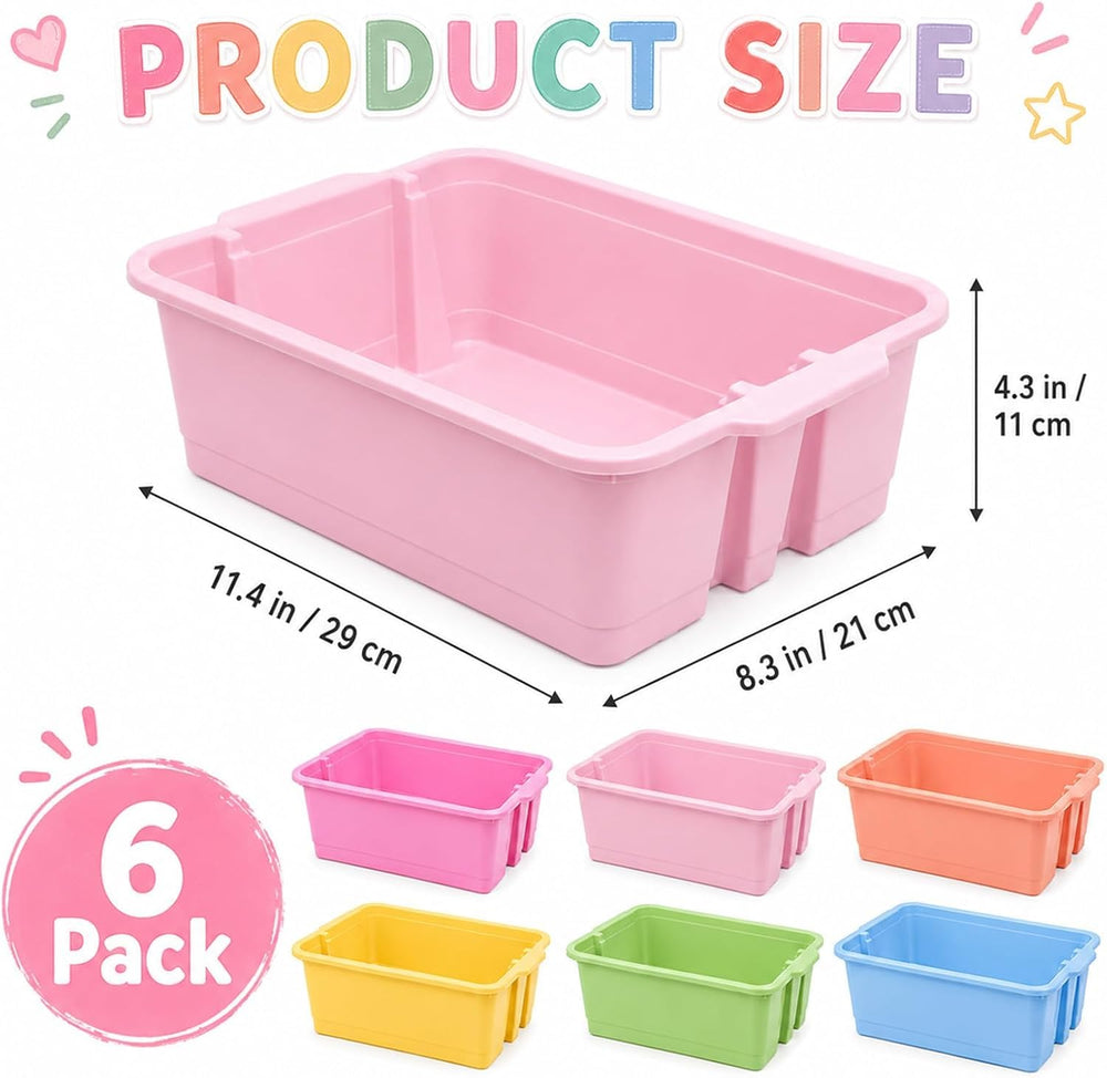 gisgfim 6 Pack Classroom Stacking Bins Stackable Plastic Book Bin Durable Sto...