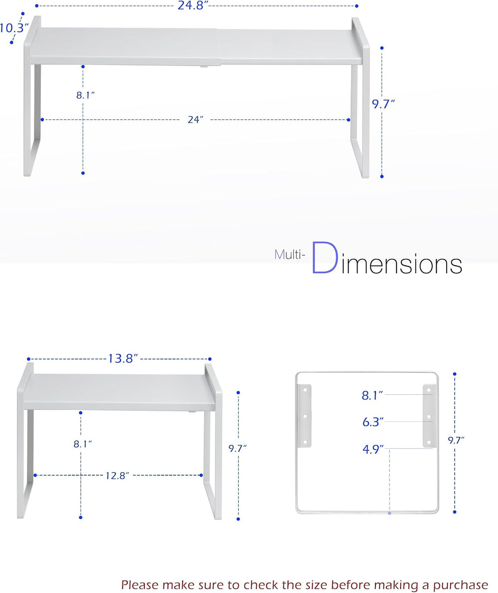 Nxconsu Cabinet Shelf Riser, Adjustable Cabinet Organizer, 10.3" Deep White