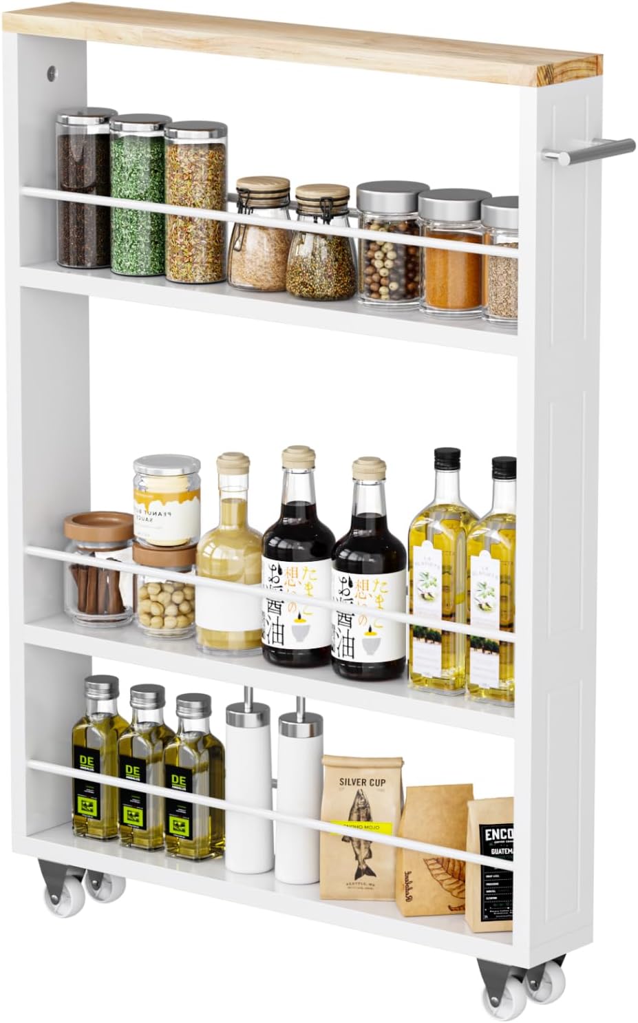 KLM 4 Tier White Slim Storage Cart with Wheels