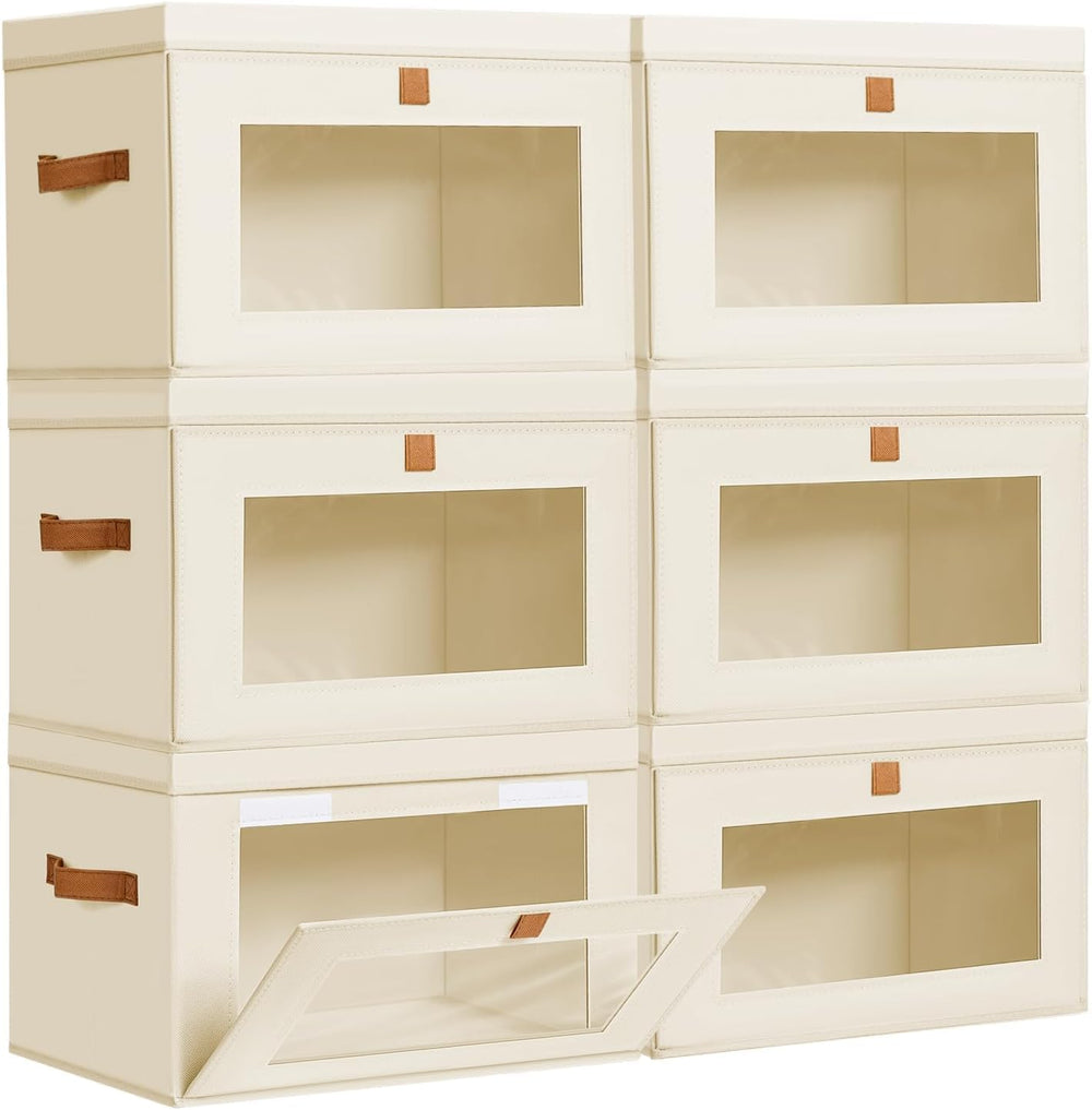 DIMJ Storage Bins with Lids - 6 Pack Fabric Closet Organizer with Window &amp...