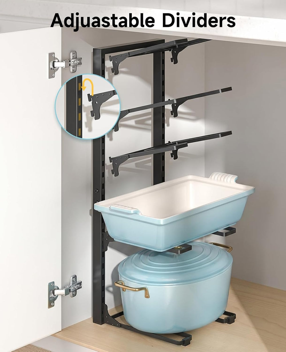 MUDEELA 10-Tier Pots and Pans Organizer Rack, 23.62" H for Cast-iron Pans