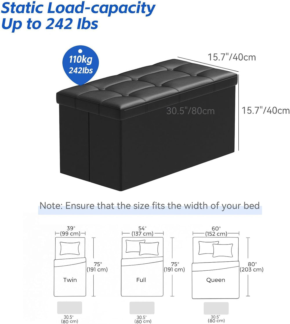 BRIAN & DANY 30 Inches Storage Ottoman Bench, Faux Leather Ottoman with S...