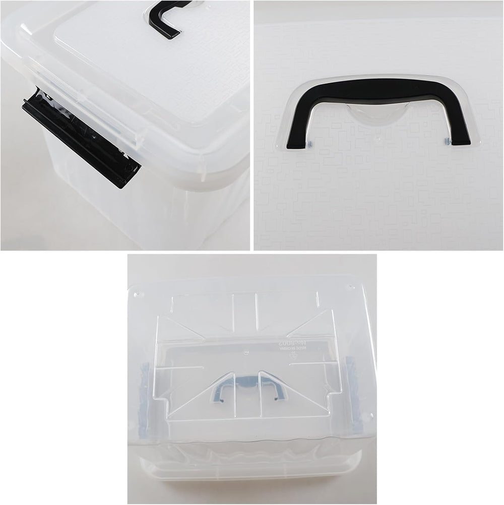Ggbin 12 Quart Latching Storage Box Set of 6, Clear Lidded Container Bin