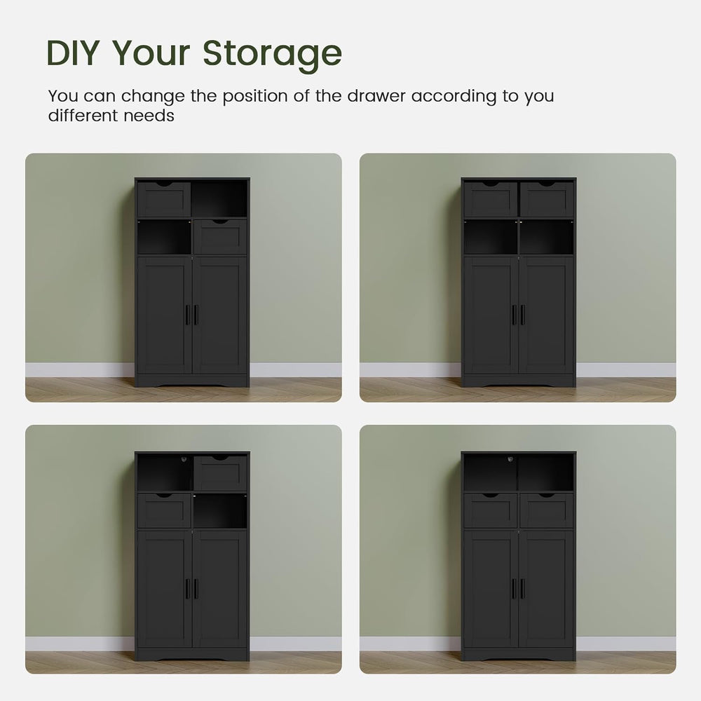 Iwell Bathroom Storage Cabinet with 2 Drawers, Small Kitchen Pantry Cabinet