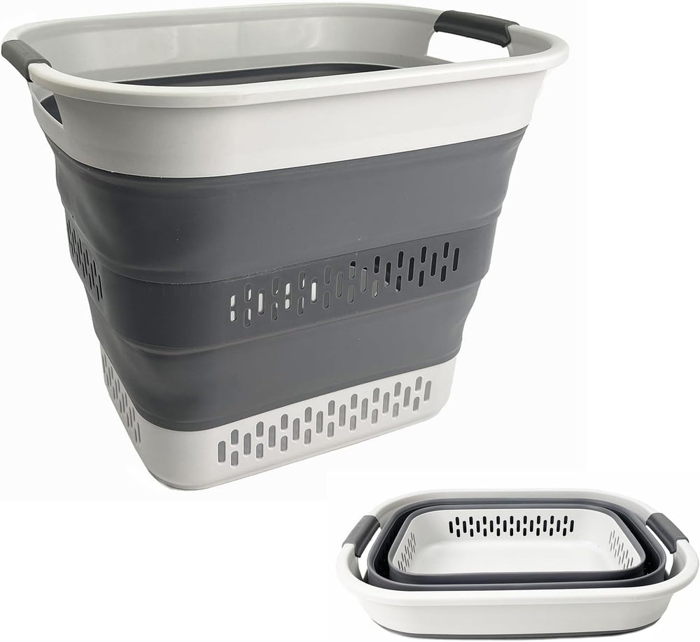 SAMMART 40L (10.5 Gallon) Collapsible Plastic Laundry Basket - Foldable Pop U...