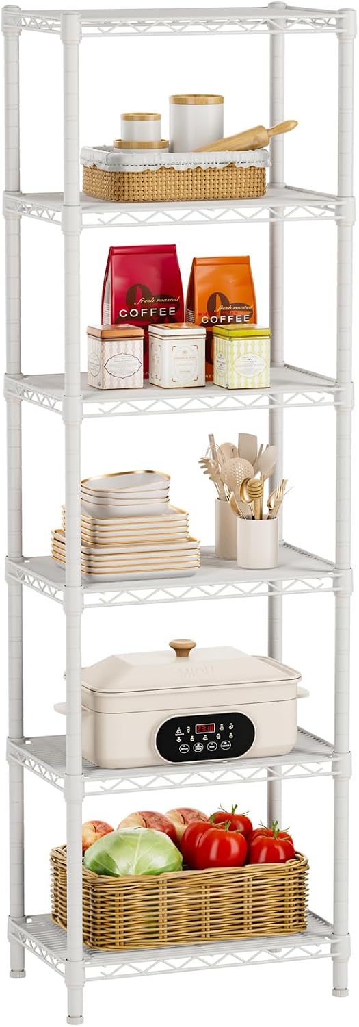 Golpart 6Tier Adjustable Storage Shelves Metal Wire Shelving Standing Shelf