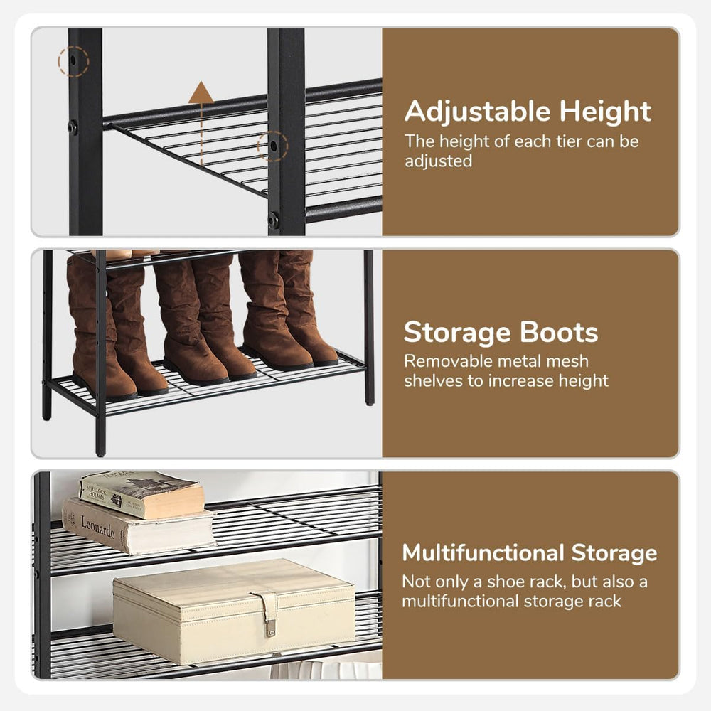 4-Tier Shoe Rack Organizer, Metal Mesh Shoe Storage Shelf, for Entryway, Hall...