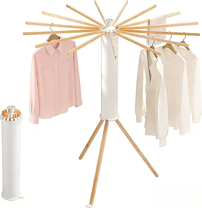 Foldable Clothes Drying Rack, Portable Garment Drying Rack for Indoor Outdoor, Space Saving Laundry Drying Rack, Sturdy Clothing Air Dryer Hanger for Balcony Bedroom Laundry Room