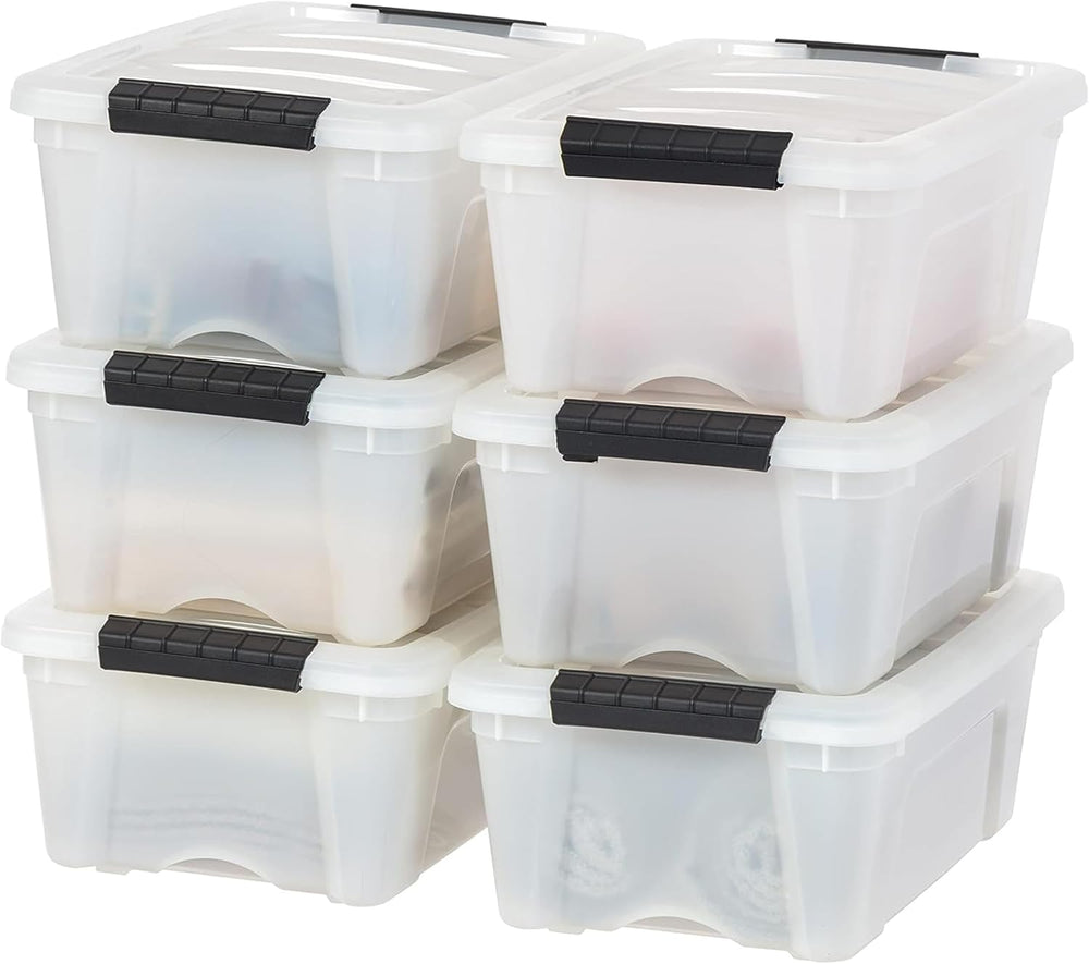 IRIS USA 6-Pack 13 Quart Storage Bins with Lids, Pearl