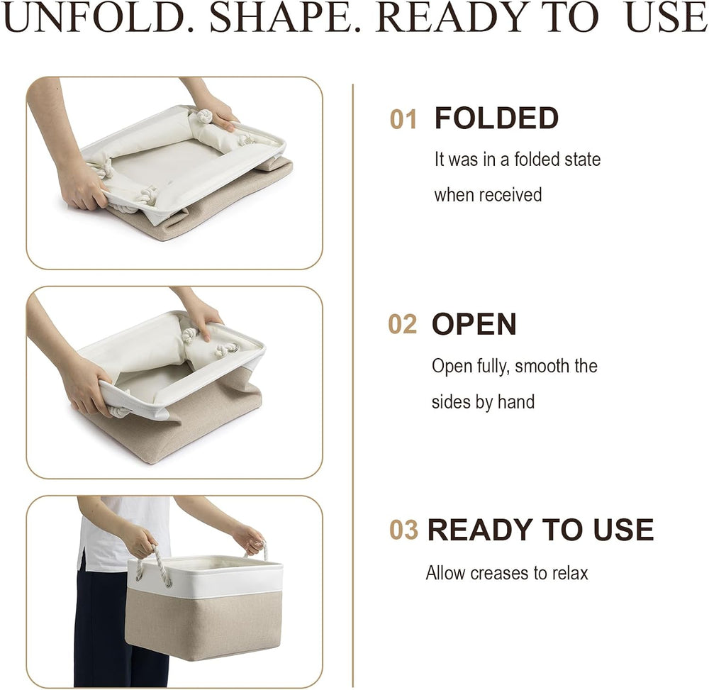 15x11x10 In Foldable Fabric Large Storage Bins with Handle 6 Pack