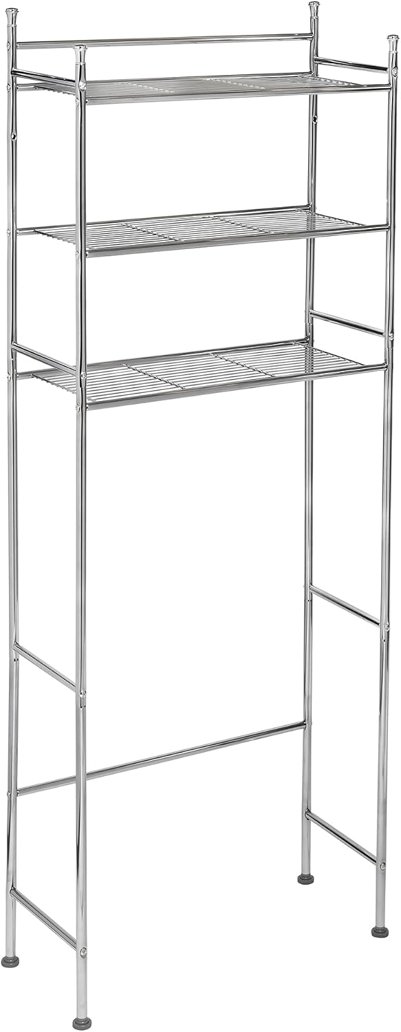 Honey-Can-Do Over-the-Toilet Bathroom Storage Shelf, Steel, Chrome, 3-Tier