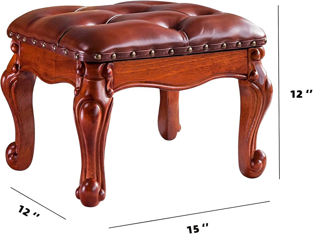 Foot Stool Ottoman Foot Rest Microfiber Leather Upholstered Foot Stool for Li...