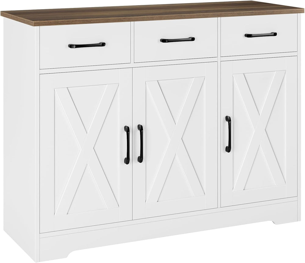 HOSTACK Kitchen Buffet Cabinet with Storage, Sideboard Coffee Bar, White