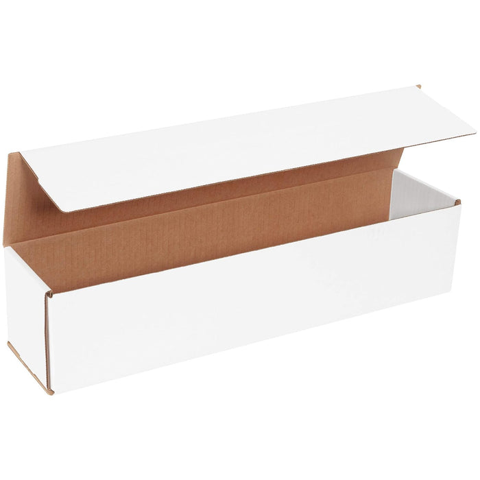 BOX USA White Corrugated Cardboard Mailer Box, 18" L x 4" W x 4" H, Pack of 50, Crush-Proof, for Shipping and Mailing UPS, USPS and FedEx