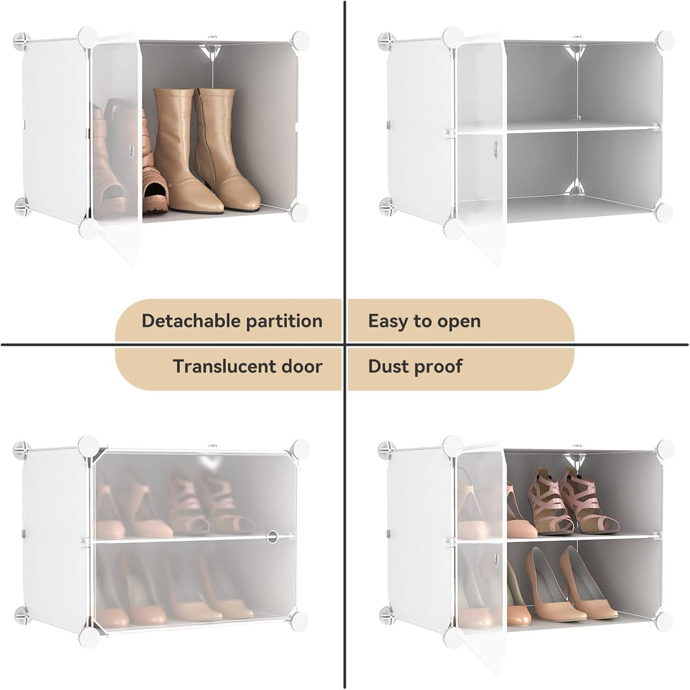 Portable Shoe Rack Organizer with Door, 96 Pairs Shoe Storage Cabinet Easy As...