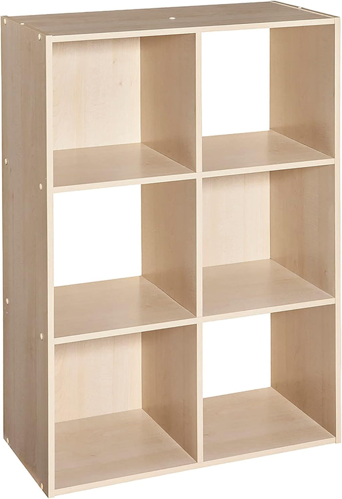ClosetMaid Cubeicals 6 Cube Storage Shelf Organizer Bookshelf, Stackable, Vertical or Horizontal, Easy Assembly, Wood, Birch Finish