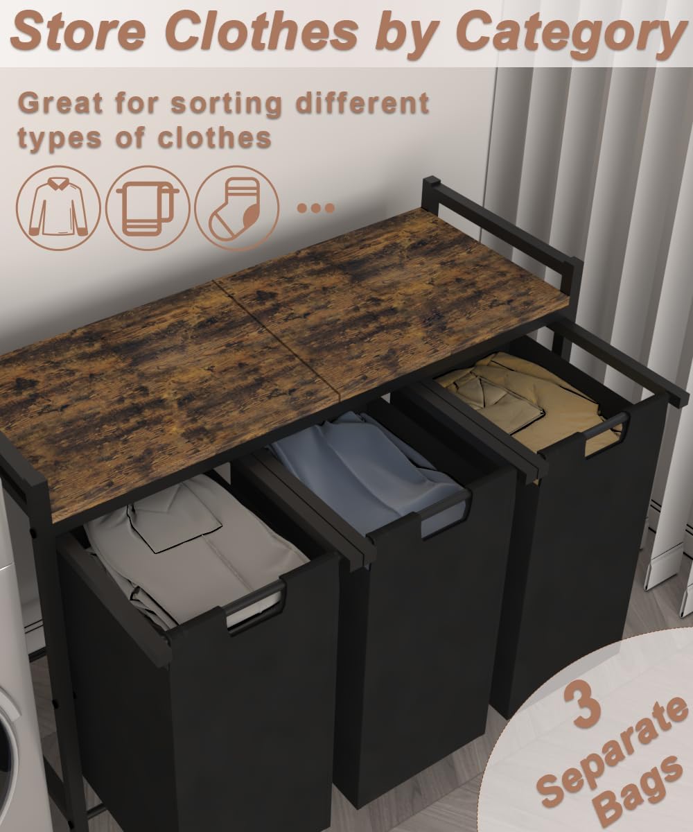 10 x 3 Gal Large Laundry Hamper, Rustic Brown and Black