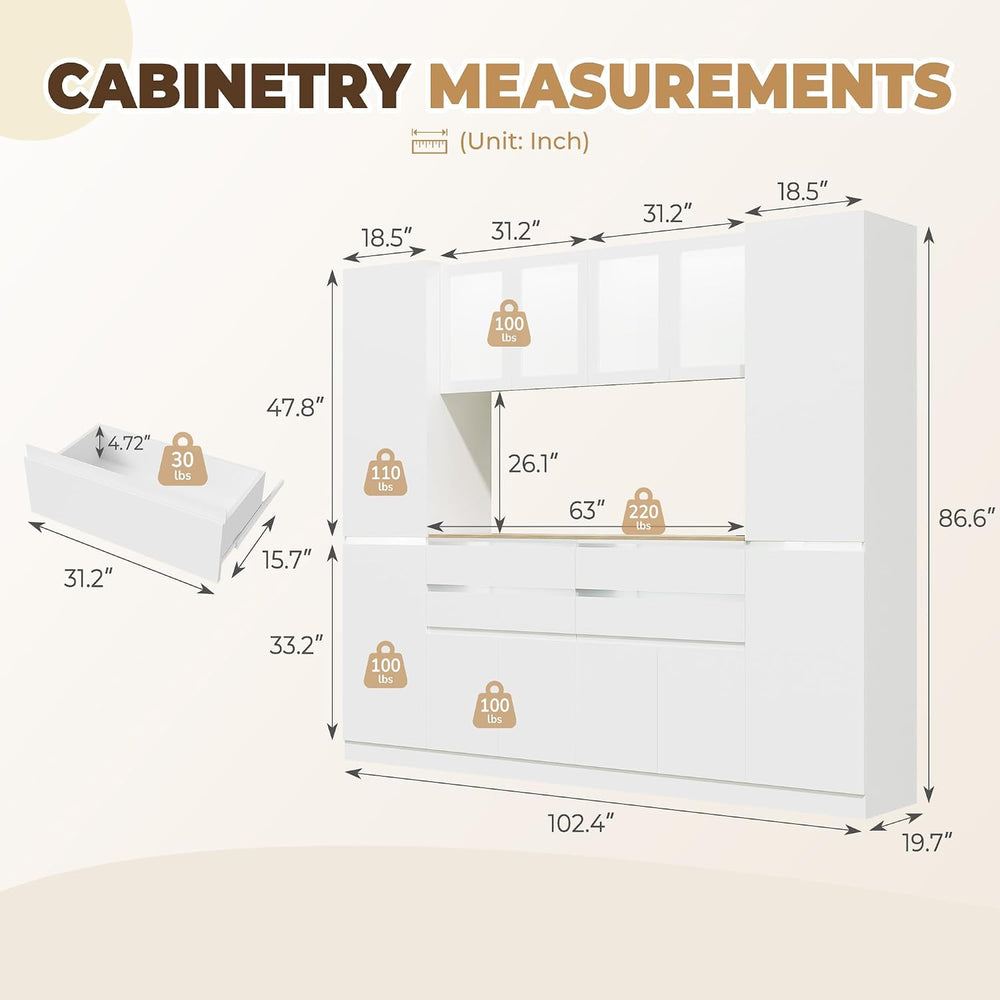 Bobve Giant Storage Cabinet with LED/Charging Station,Multifunctional Pantry ...