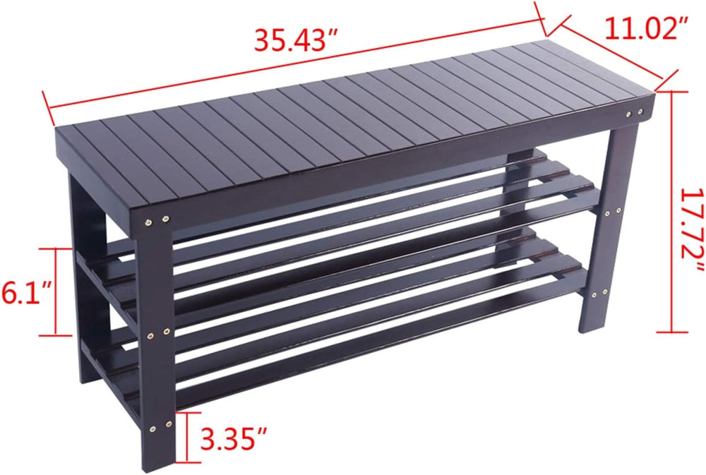 Sturdy Shoe Rack Bench, 3-Tier Bamboo Shoe Organizer Storage Shelf, Holds Up ...